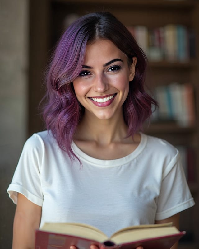 lyra-kade-10 woman smiling reading a book