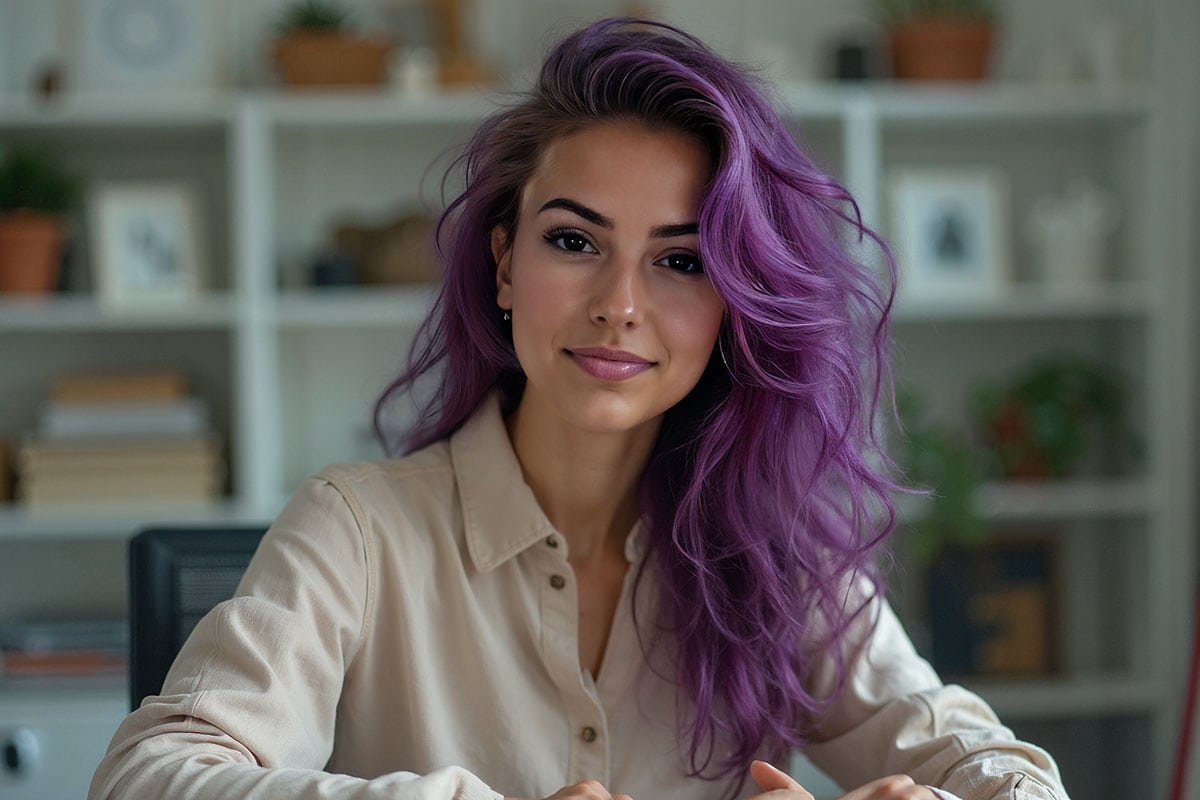 a woman at her desk